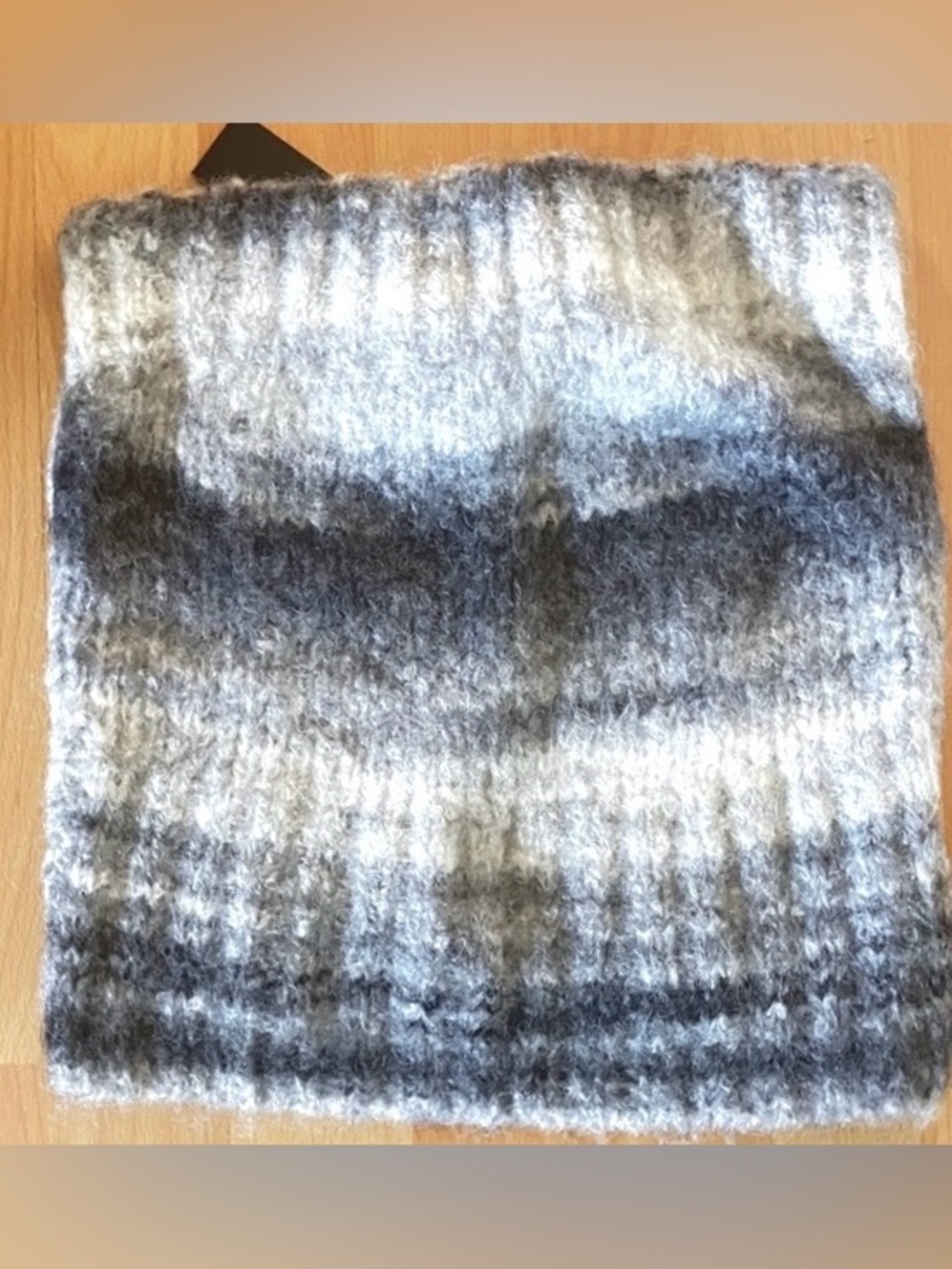 Banana Republic Gray, Black, & White Alpaca Blend Fuzzy Strapless Crop Top: S